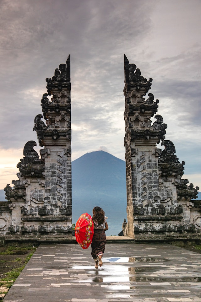 Bali January weather Agung background